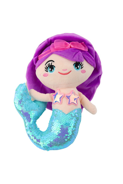 LeanToys Jucărie de pluș sirenă, coadă cu paiete, turcoaz, 28cm