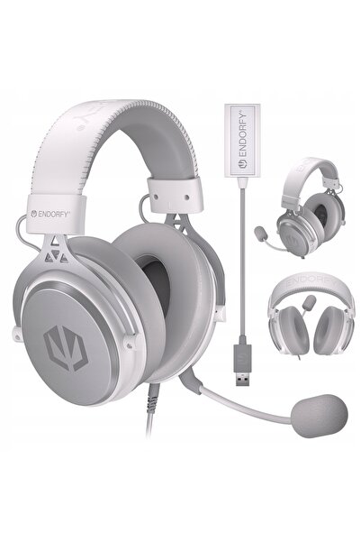 Endorfy Căști cu fir cu microfon Viro Plus USB Onyx White, tip over-ear