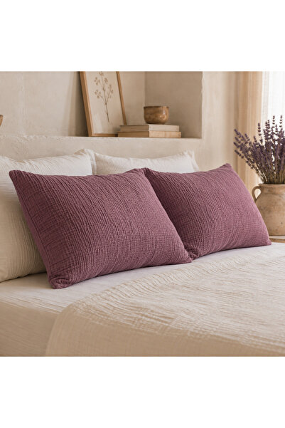 HB&Victory 100% Cotton 4 Layer Muslin Pillowcase 2 Pieces Plum Color 50X70 Cm.