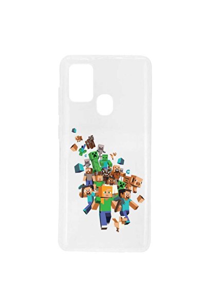 OEM Husa compatibila cu Samsung Galaxy A21s Silicon Transparenta Model Minecr...
