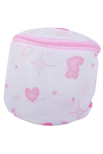 zola ®   Sac de spălat lenjerie intimă, plasă, 18x14 cm, alb cu modele, cu fe...