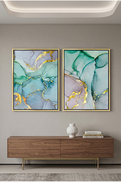Jasmine Art Ocean Jasper Set of 2 Abstract Wall Art | Framed Canvas Print wit...