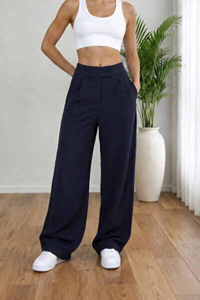 BİKELİFE Women's High Waist Lycra Wide Leg Loose Palazzo Pants with Velcro Cl...
