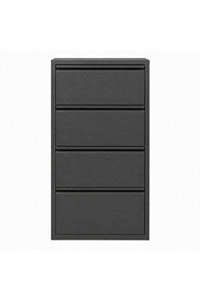 Alveon Schuhschrank aus Metall mit 4 schmalen Klapptüren, 51 x 15 x 141 cm, A...