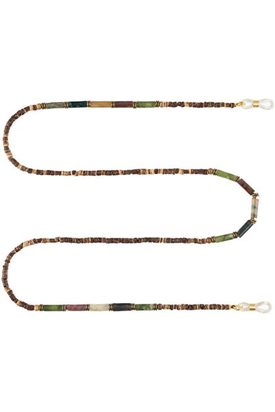 MINZA Silva Unisex Eyewear Chain, Beaded Eyewear Chain, with Coconut Wood & J...