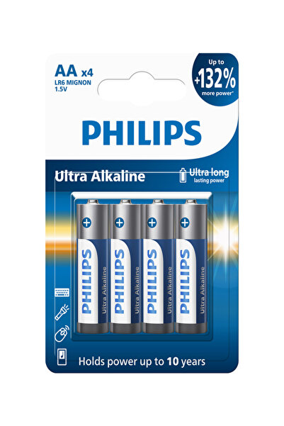 Philips Ultra Alkaline AA Kalem Pil 1.5V - LR6E4B/10 - 4'lü Paket
