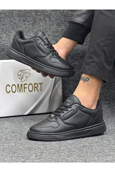 Comfort Ayakkabı حذاء رياضي كاجوال برباط أسود للرجال، حذاء رياضي مريح