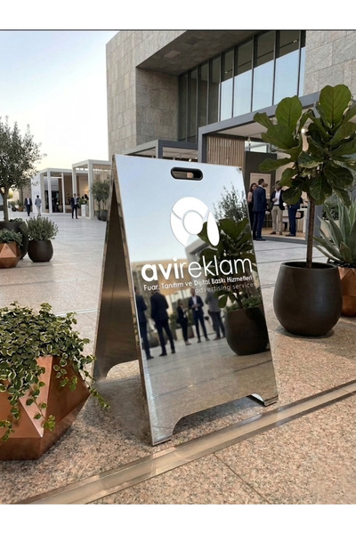 Avireklam Paslanmaz A Pano - Krom Ayna Tabela, Kaldırım Tabelası, Metal A-Çer...