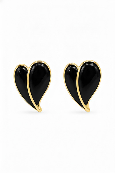Jack Ferrero Black Enamel Heart Design Bijoux Earrings - Special for Women wi...