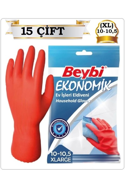 Beybi EKONOMİK EV İŞLERİ BULAŞIK TEMİZLİK ELDİVENİ 10-10,5 (XL BEDEN-XLARGE) ...