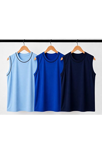 Kuraff Giyim Men's Daily Comfort Sleeveless (3-Piece) Battal Basic T-Shirt