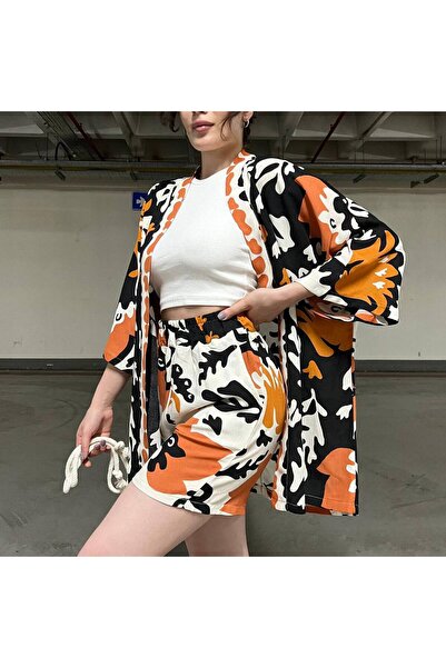 ONE WEAR Women's Kimono Shorts Two-Piece Set