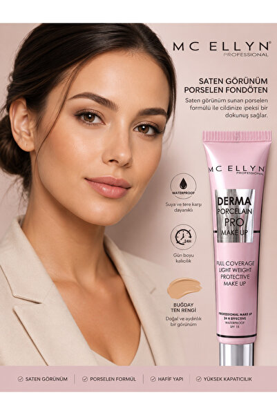 Mcellyn Satin Look Porcelain Foundation Waterproof - 03 Wheat Skin