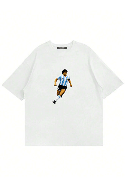 Mad&Calf Unisex Diego Maradona Printed Crew Neck Oversize Tshirt