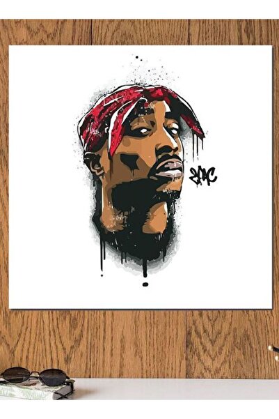 Atiq 2PAC Themed Wall Decor White/Black/Red 30x30cm