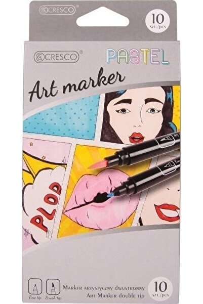 CRESCO Marker artistic cu două capete, 10 culori pastel