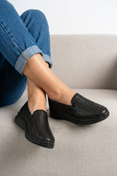Dericalle shoes Hakiki Deri Kadın Delikli Ortopedik Yazlık Ayakkabı