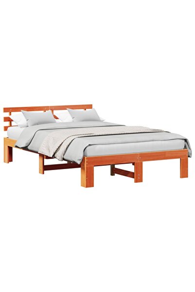 vidaxl Cadru de pat Maroniu cerat 135 x 190 cm Lemn de pin masiv