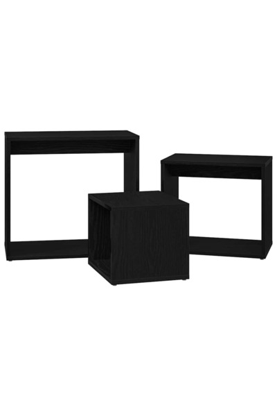 vidaxl Masa de cuibărit 3 pcs Stejar Negru Lemn compozit