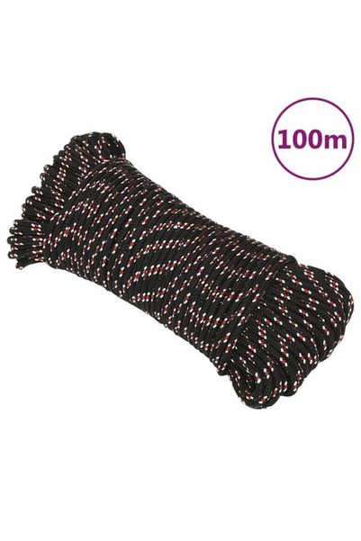 vidaxl Frânghie de barcă, neagră, 4 mm, 100 m, polipropilenă
