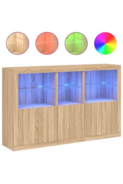 vidaxl Comodă cu lumini LED, stejar Sonoma, 162 x 37 x 100 cm
