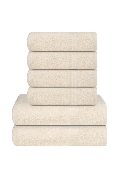 vidaxl Set de prosoape FROGN, 6 piese, crem, 360 g/m²