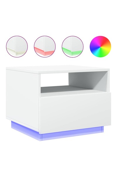 vidaxl Măsuță de cafea cu lumini LED, alb, 50x49x40 cm
