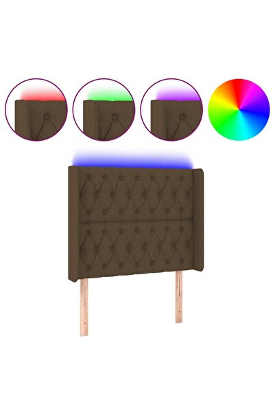 vidaxl Tăblie de pat cu LED, maro închis, 93x16x118/128 cm, textil