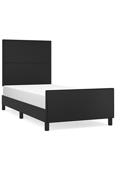 vidaxl Cadru de pat cu tăblie, negru, 80 x 200 cm, piele ecologică