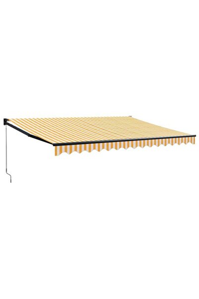 vidaxl Copertină retractabilă Galben și Alb, 4 x 3 m, Textil și Aluminiu