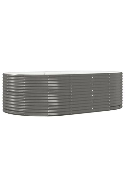 vidaxl Strat de grădină înălțat gri, 212 x 140 x 68, din oțel galvanizat