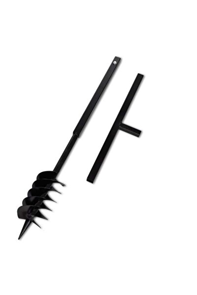 vidaxl Burghiu de pământ cu mâner, 120 mm, spirale duble, negru, oțel