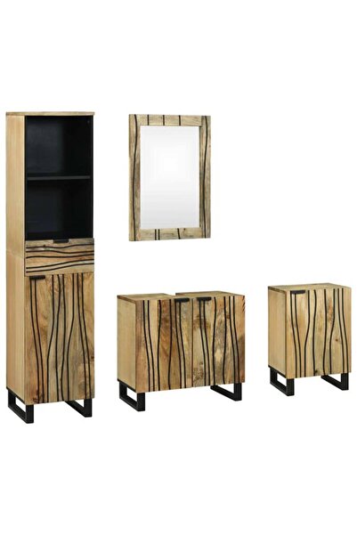 vidaxl Set mobilier baie cu sertar 4 piese Maro Lemn compozit