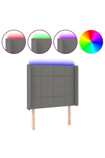 vidaxl Tăblie de pat cu LED, gri închis, 103x16x118/128 cm, textil