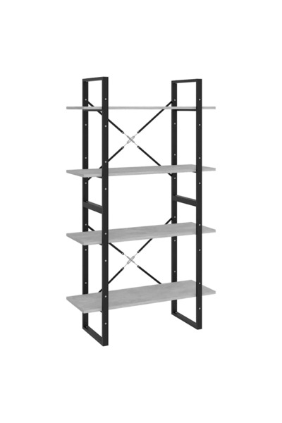vidaxl Bibliotecă cu 4 rafturi, gri beton, 80x30x140 cm, PAL