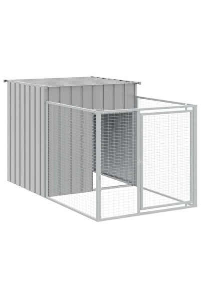 vidaxl Cușcă pentru câini cu incintă gri deschis 110 x 201 x 110 cm din oțel ...