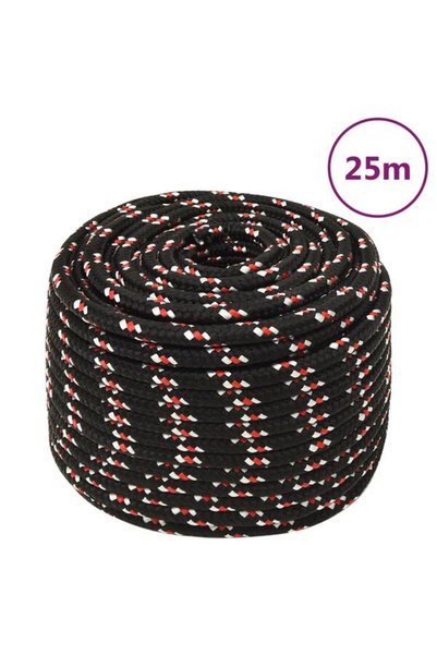 vidaxl Frânghie pentru barcă, neagră, 12 mm, 25 m, polipropilenă