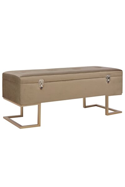 vidaxl Banchetă cu un compartiment de depozitare bej 105 cm catifea