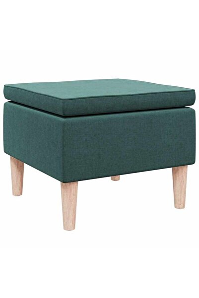 vidaxl Scaun cu picioare din lemn, verde închis, din material textil
