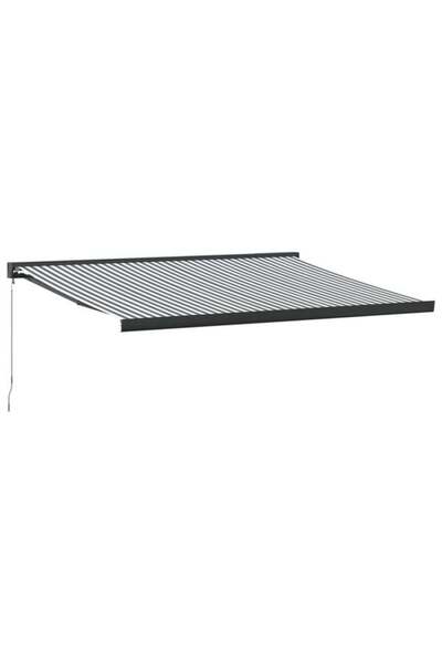 vidaxl Copertină retractabilă antracit/alb, 4 x 3 m, textil/aluminiu