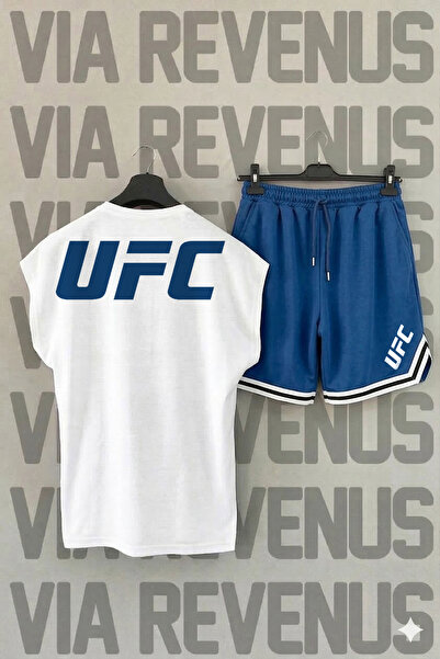 Vordevia طقم تدريب رياضي مطبوع عليه UFC بدون أكمام وقميص رياضي وشورت