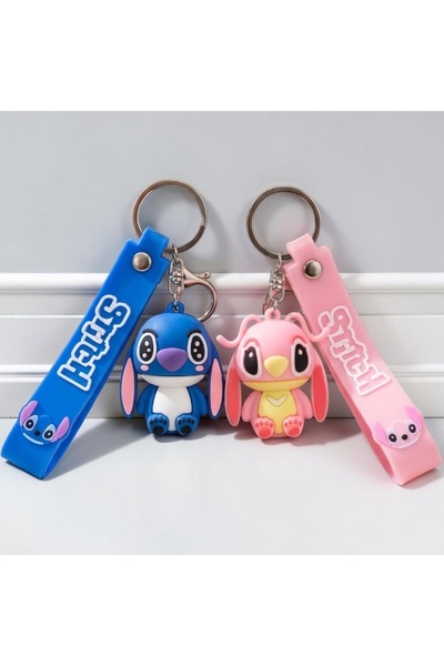 DKY Stitch Pink and Blue Gift Boxed Keychain Bag Charm Couple Spouse Keychain