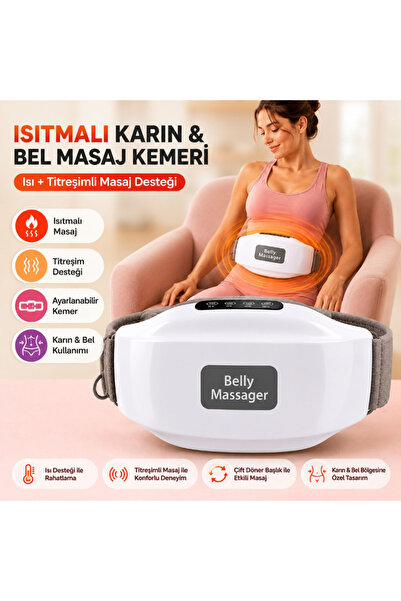 MultiZone Bian Taşı Karın Bel Masaj Kemeri Isıtmalı Titreşimli Sırt Masaj Cih...