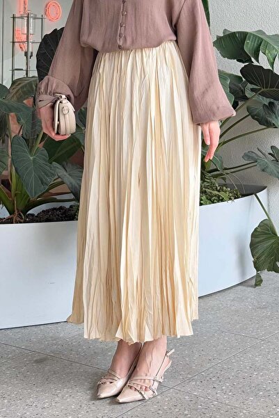 lamelif Kraşlı Hijab Skirt Cream