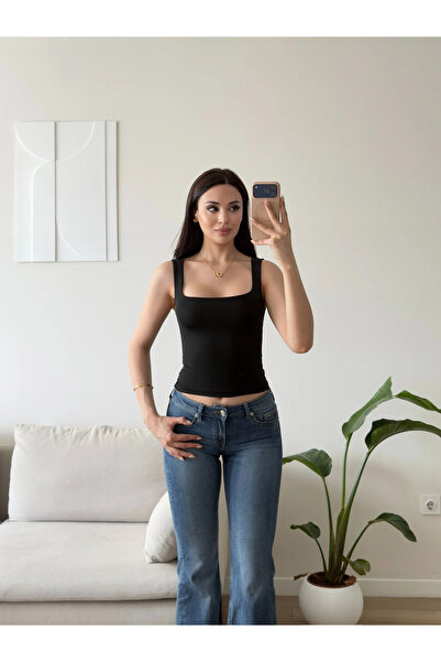 Zoom Butik Ön Arka Kare Crop - SİYAH