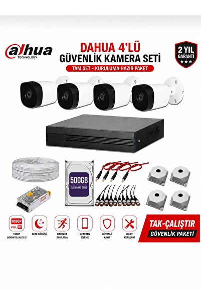 DAHUA 4'lü HD Kamera Sistemi - 500 GB HDD