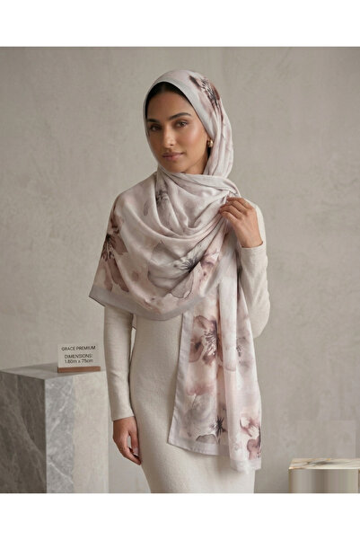 GRACE PREMİUM SCARF Flower Pattern Crinkled Look Crush Shawl Casual Stylish D...
