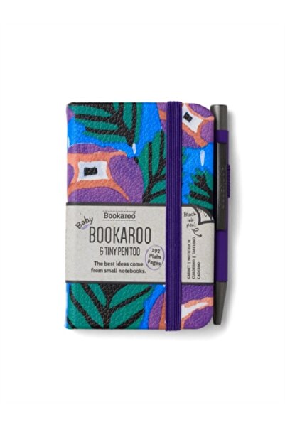 İF Notebook-Bookaroo A7Mor Turquoise Notebook+Pen with Flowers