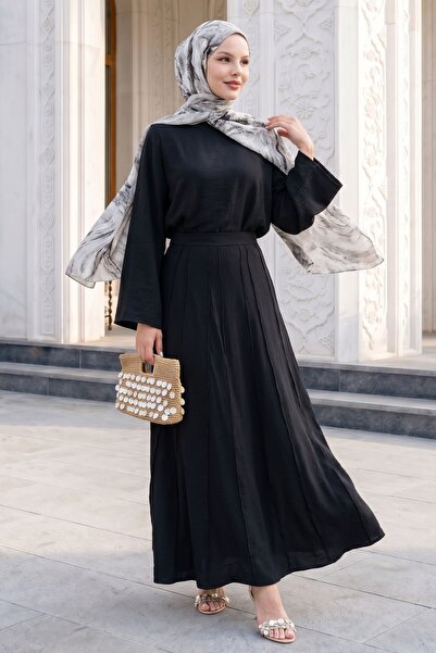 InStyle Black Suit with Wide-Sleeved Skirt