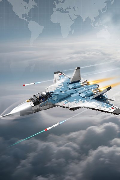 ModelBrixx مجموعة مكعبات بناء طائرة سوخوي SU-57 المقاتلة المكونة من 999 قطعة